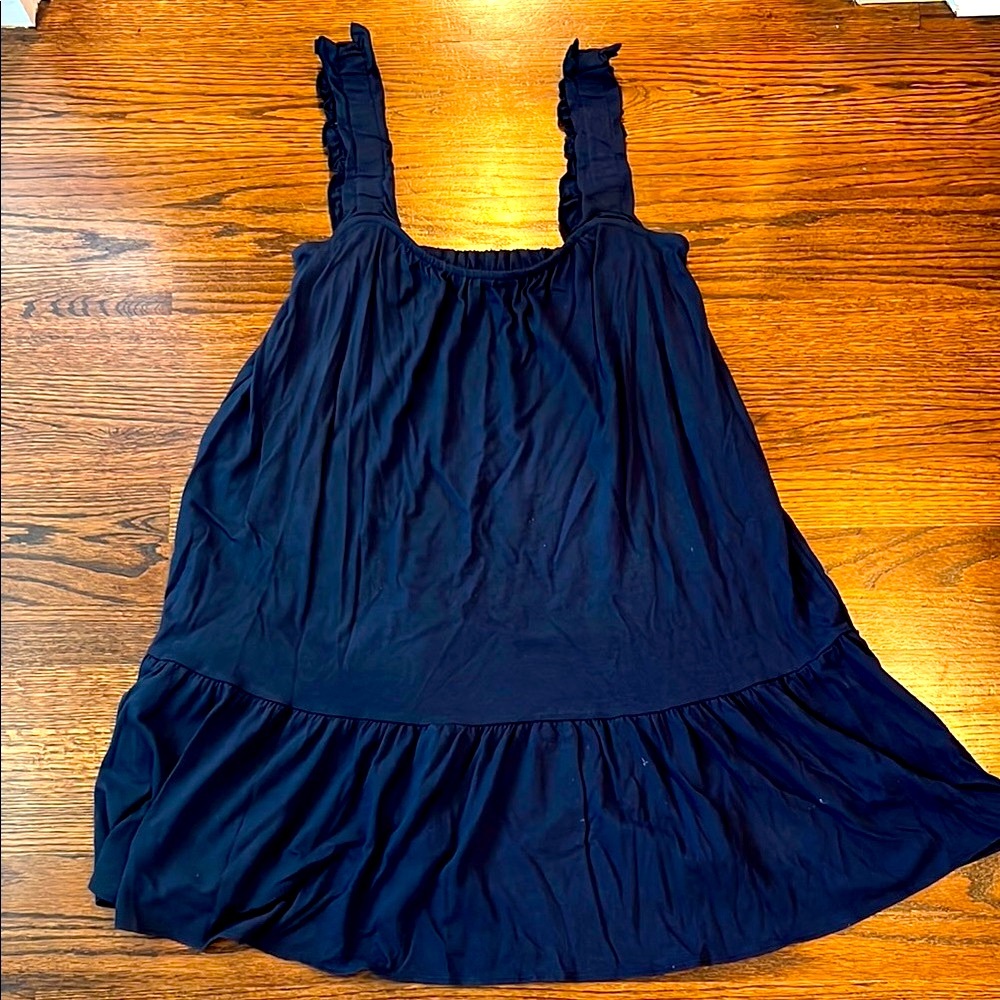 Women's Navy Ruffle Strap Swim Coverup Dress, J Crew, Size XS